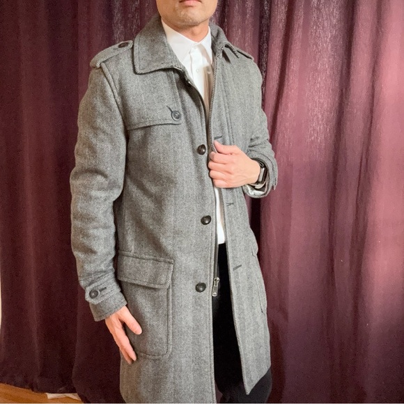 Club Monaco Other - Vintage Club Monaco Herringbone Wool Trench Coat